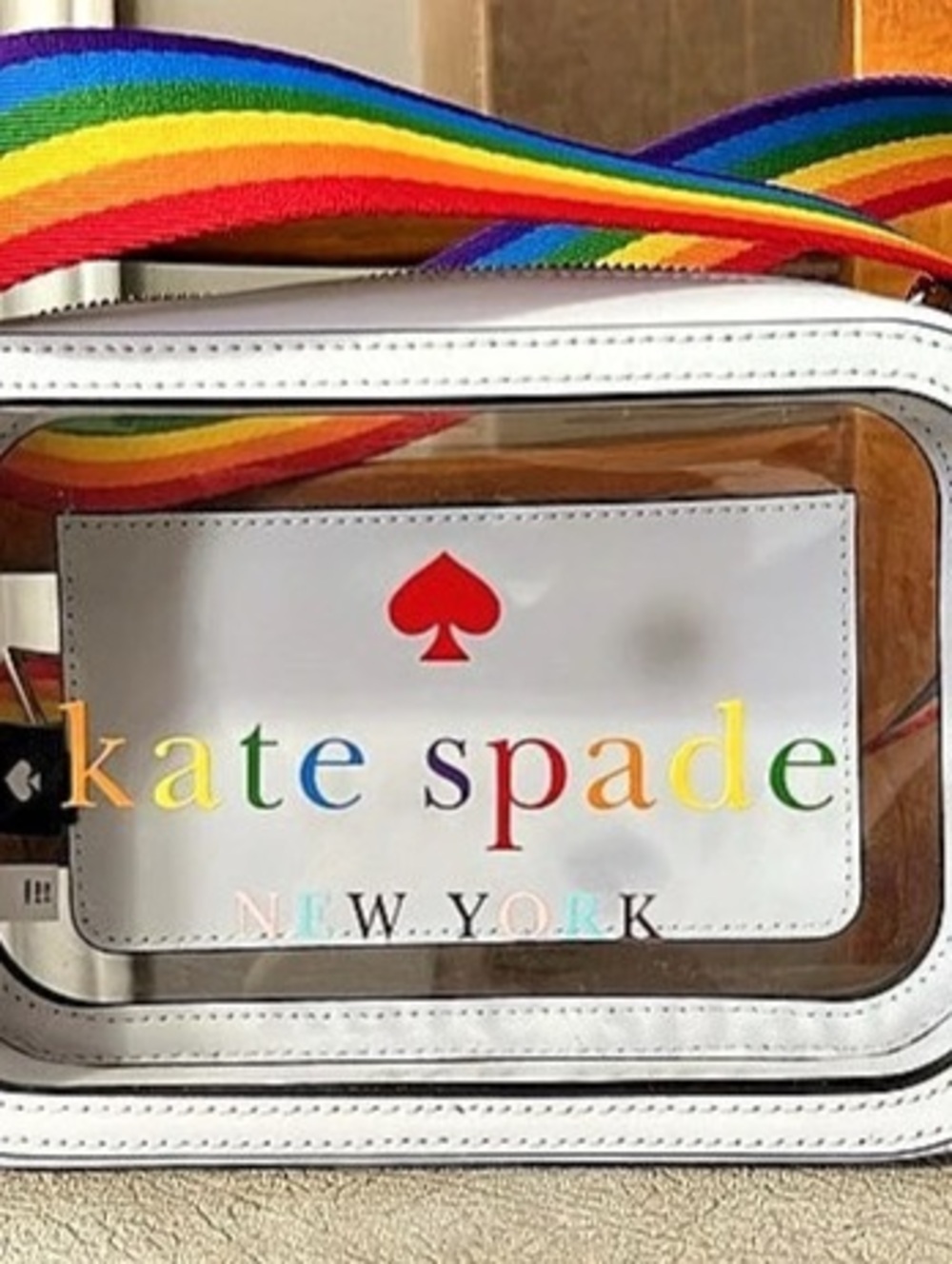 kate spade Rainbow Strap Crossbody Bag in White & Multicolor Like New